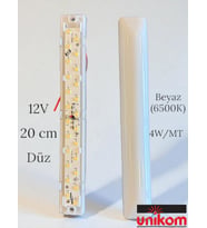 10'lu Paket 12V Tente Led Aydınlatma Armatür 20cm-Düz Taban- Beyaz Işık 6500k