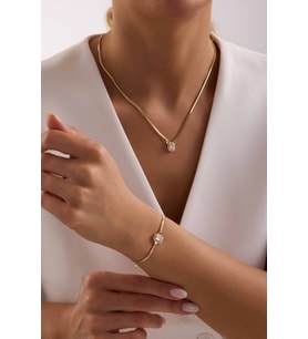 Altın Balık Sırtı Baget Set Kolye, Bileklik