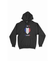 Marsilya Fransa Bayraklı Kalpli Siyah Sweatshirt Hoodie