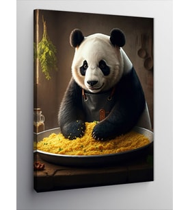Kanvas Tablo Bulgur Yoğuran Panda
