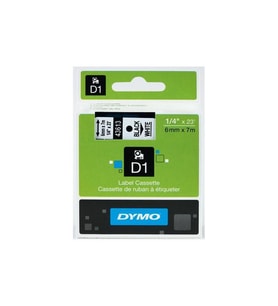 Dymo D1 Şerit Standart 6 MMx7 MT Beyaz Üzerine Siyah 43613