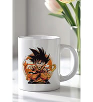 Dragon Ball Son Goku Tasarımlı 330ml Baskılı Beyaz Seramik Kupa Bardak