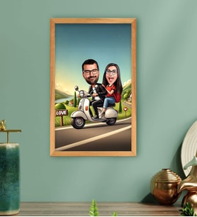 BK Gift Kişiye Özel Doğa Yürüyüşü Karikatürlü Ahşap Çerçeveli Tablo-1 40x25cm, Sevgililer Günü, Sevgiliye Hediye