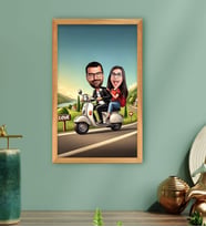 BK Gift Kişiye Özel Doğa Yürüyüşü Karikatürlü Ahşap Çerçeveli Tablo-1 40x25cm, Sevgililer Günü, Sevgiliye Hediye