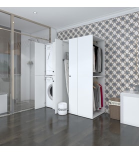 Kenzlife çamaşır-kurutma makinesi dolabı ve giysi dolabı bistami sağ byz 180*160*60  banyo (Beyaz)
