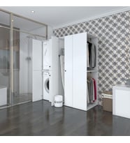 Kenzlife çamaşır-kurutma makinesi dolabı ve giysi dolabı bistami sağ byz 180*160*60  banyo (Beyaz)
