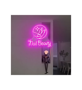 Nail Beauty Yazılı ve Tırnak Şekilli Neon Tabela