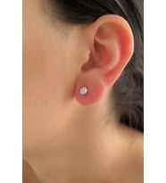 14 Ayar Altın Beyaz Işıltılı Top Küpe Orta (Rose)