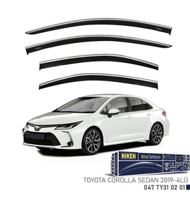 Niken Toyota Corolla Cam Rüzgarlığı Kromlu 4'Lü 2019+ Sonrası (Beyaz)