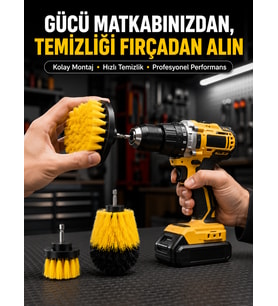 Matkap Uyumlu Temizlik Fırçası Seti 3’lü Çok Amaçlı