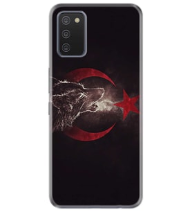 Kılıfland Samsung Galaxy A02S Kılıf Desenli Silikon Resimli Kapak Kurt ve Ay Yıldız Kılıf 1403