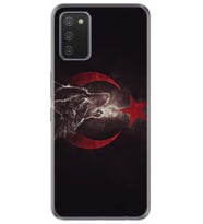 Kılıfland Samsung Galaxy A02S Kılıf Desenli Silikon Resimli Kapak Kurt ve Ay Yıldız Kılıf 1403