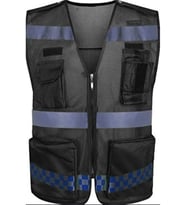 Motosiklet Reflektörlü Yelek Polyester Kumaş Çok Fonksiyonlu Cepler Motor Yelek Siyah