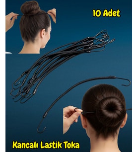 Technow Siyah Uçlu Kalın Çengelli Metal Kancalı At Kuyruğu Lastik Toka 10 Adet