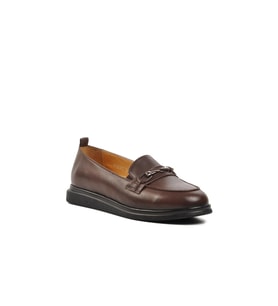 Ayakmod 44280 Kahve Hakiki Deri Kadın Loafer Ayakkabı