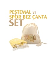 giftcrea Kişiye Özel Pamuk Peştamal ve Spor Çanta Seti , Özelleştirilebilir Spor Çanta Seti İsme Özel