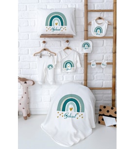 Pia Baby Premium %100 Pamuk Yenidoğan Kız Bebek Hastane Çıkışı Hediyelik Set 5055-02 (Ekru)