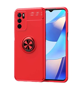 Oppo A16 Kılıf Mıknatıslı Yüzüklü Standlı Yumuşak Silikon Kapak Ravel (Kırmızı)