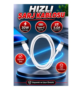 30W 5.0A Type-C Hızlı Şarj ve Veri Aktarım Kablosu