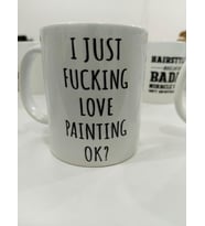 I Just Love Painting OK Kupa - Ressam Tutkusu Komik Seramik Bardak Sanatçı Hediyesi 325ml