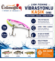 ÜZÜMOĞLU Lion Fishing 14gr 5.3cm Vibrasyonlu Kaşık (VIB) Rapala – Tatlı ve Tuzlu Su, Levrek Turna Alabalık Balık Yem Pembe Beyaz Fosforlu