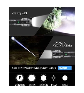 3000 Lümen Güçlü El Feneri Wt-604