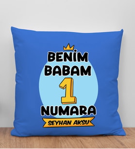 BK Gift Kişiye Özel İsimli Babalar Günü Tasarımlı Mavi Kırlent Yastık-13 Babaya Hediye, Ev Dekorasyonu, Babalar Günü Hediyesi