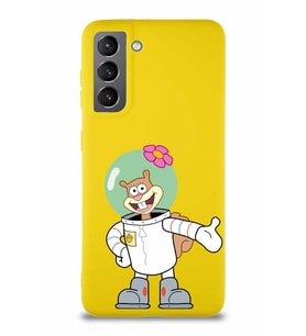 Samsung Galaxy S21 Soft Premier Kapak Sandy Tasarımlı Silikon Kılıf - Sarı (Şeffaf)