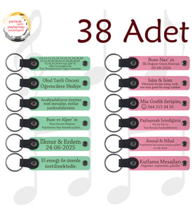 Yeşil & Pembe, Kafe Açılışında Müşterilere Sürpriz, 38’li Set, Kişiselleştirilebilir Deri Hatıra