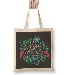 Yılbaşı Yeni Yıl Konseptli Merry Christmas 016 Bez Çanta Uzun Saplı