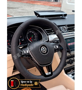 Vw Transporter T6.1 Dikme Direksiyon Kılıfı Premium Komple Delikli Deri Siyah Dikiş 2019-2024