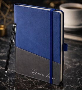 BK Gift Kişiye Özel Mavi Termo Deri Defter ve Touchpen Kalem Seti -17,  Kurumsal ve Özel Hediye, Yeni İş Hediyesi