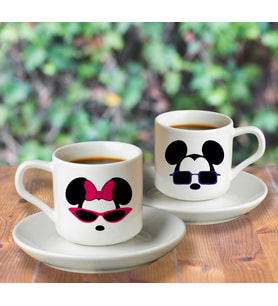 Micky Mouse Sevgili Çift Tasarımlı Türk Kahvesi Fincanı Seti İkili