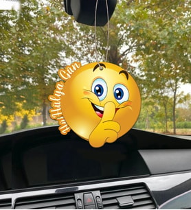 Kişiye Özel Karikatürlü Ahşap Araba Dikiz Ayna Süsü Sus Emojisi