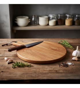 Doğal Akasya Ağacı Sunum ve Servis Tahtası, Doğal Akasya Tahtası Saplı, Et, Peynir, Ekmek, Sebze ve Meyve Servis Tepsisi için Ahşap Mutfak Doğrama Tahtası (26 * 35 * 1.5cm)