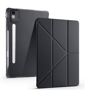 Lenovo Idea Tab Pro 12.7 TB-373FU Tablet Kılıf Kalem Bölmeli Standlı Lüx Smart Cover (Siyah)