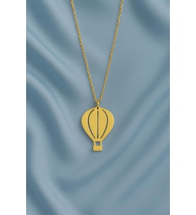 Kişiye Özel 925 Ayar Gümüş Uçan Balon Kolye (Gold)