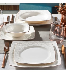 GÜRAL PORSELEN Vivente 8 Parça 2 Kişilik Bone Yemek Takımı - Copper Bakır