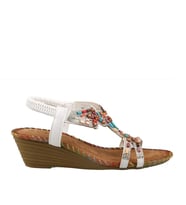 Guja 25y151-6 Kadın Taşlı Dolgu Topuklu Lastikli Comfort Sandalet (Beyaz)