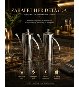 NUMAX 304 Lüks Paslanmaz Çelik Yağdanlık-Demlik 700 ML 1-2-3 ADET ,Ateşe Uygun & Şık Sofra & Mutfak Kullanımı