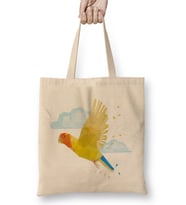 Geometric Animal Parrot Bez Çanta Uzun Saplı