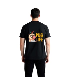 Erkek Pug Baskılı Retro Tipografi Kısa Kollu Tişört %100 Pamuk Rahat Kesim Komik Desen Günlük Modern