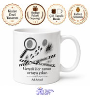 Dedektif Gizem Çözücü Baskılı Kupa 300ml Beyaz Porselen