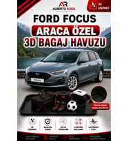 Ford Focus 3 HB Kalin Stepne 2011 - 2014 Araca Özel 3D Bagaj Havuzu
