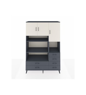 Hyperion Dolap 9 Raflı 6 Çekmeceli 3 Kapaklı 132x44x195 Antrasit-Aytaşı/Antrasit