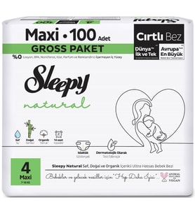 Sleepy Bebek Bezi Natural Beden:4 (7-14KG) Maxi 100 Adet Ultra Pk