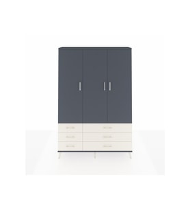 Arges Dolap 5 Raflı 6 Çekmeceli Tek Askılı 132x30x195 Antrasit-Antrasit/Aytaşı