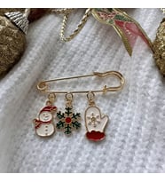 Designbyonlyone Altın Kaplama Noel Yılbaşı Kadın Kız Çocuk Yaka İğnesi Broş