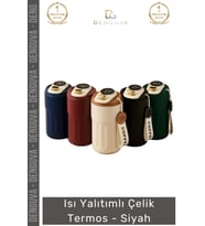 #Termos Paslanmaz Vakum İzolasyonlu Sızdırmaz Mat 304 Kalite Taşınabilir Çelik Termos Siyah