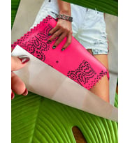 23X20 CM RENKLİ ÇANTALI KIZ GÖRSELLİ ARMA DİKİŞ GİYİM ÇANTA AKSESUARI (Pembe)